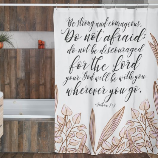 Bijbelvers Beige Bloemen Douchegordijn