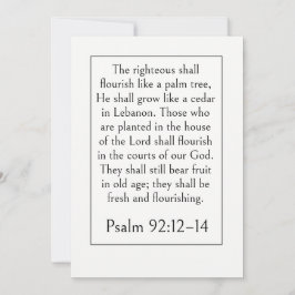 Bijbelvers bij pensionering, Psalm 92:12-14 Schrif Kaart