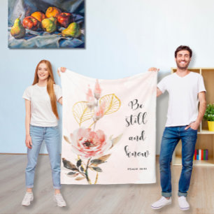 Bijbelvers Bloemen Psalm 46 medium fleece deken