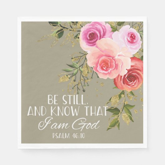 Bijbelvers Bloemig Vierkant  Servet (Voorkant)