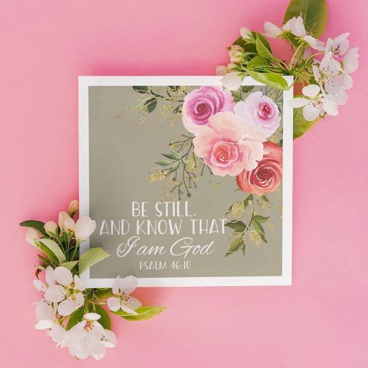 Bijbelvers Bloemig Vierkant  Servet