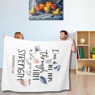 Bijbelvers Bloemmotief   Fleece Deken