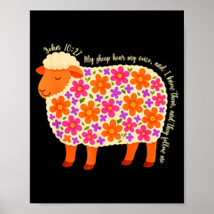 Bijbelvers Bloemrijke Schapen Mijn Schapen Luister Poster