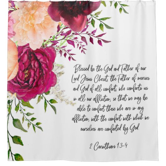 Bijbelvers Bourgondische perzik douchegordijn (Voorkant)