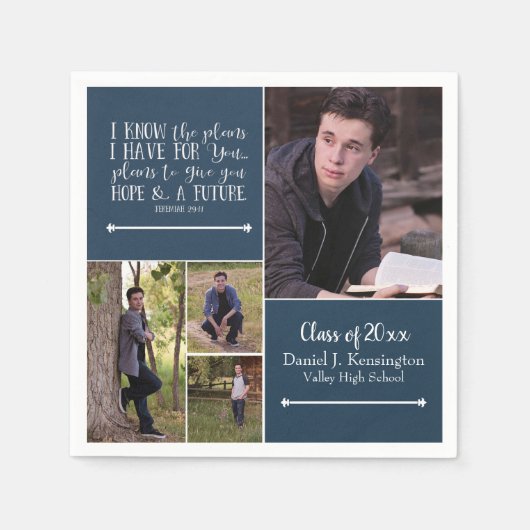 Bijbelvers Christelijk Afstuderen Fotocollage Servet (Voorkant)