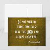Bijbelvers - Christelijk - Spreuken 3:7 Briefkaart (Voorkant / Achterkant)