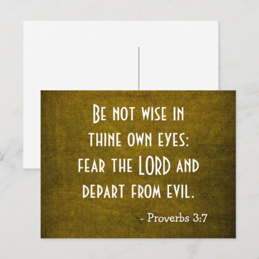 Bijbelvers - Christelijk - Spreuken 3:7 Briefkaart (Voorkant / Achterkant)