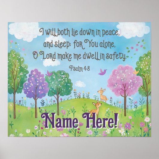 Bijbelvers citeren Baby Girl Nursery Woodland Art Poster (Voorkant)