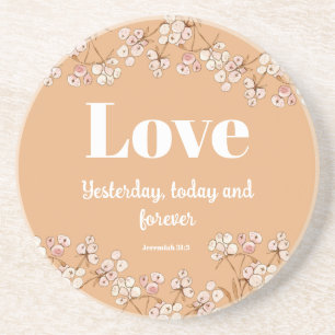 Bijbelvers Cream Caramel Floral Zandsteen Onderzetter
