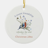 Bijbelvers ‘Een lieve vriendschap’ Waterverf Bird Keramisch Ornament (Voorkant)
