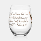 Bijbelvers Eenvoudig Botanisch Bruin en Roze | Wijnglas Zonder Voet (Voorkant)