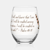 Bijbelvers Eenvoudig Botanisch Bruin en Roze | Wijnglas Zonder Voet (Achterkant)