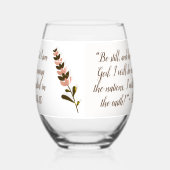 Bijbelvers Eenvoudig Botanisch Bruin en Roze | Wijnglas Zonder Voet (Links)