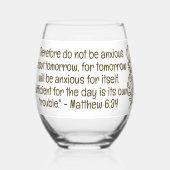 Bijbelvers Eenvoudig Botanisch Bruin en Wit | Wijnglas Zonder Voet (Achterkant)