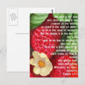Bijbelvers en aardbeien briefkaart (Voorkant / Achterkant)