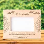 Bijbelvers en bloemboeket voor verjaardag gegraveerde lijstjes