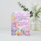 Bijbelvers en bloemen briefkaart (Staand voorkant)