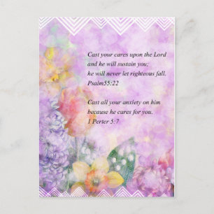 Bijbelvers en bloemen briefkaart