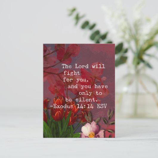Bijbelvers Exodus 14:14 Briefkaart (Staand voorkant)