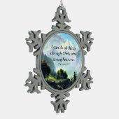 Bijbelvers, Fil 4:13, Ik kan alles... Tin Sneeuwvlok Ornament (Links)