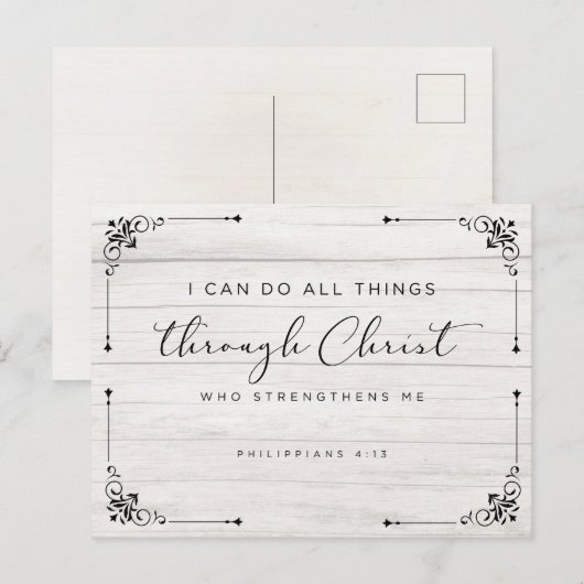 Bijbelvers Filippenzen 4:13 Ik kan alle dingen doe Briefkaart (Voorkant / Achterkant)