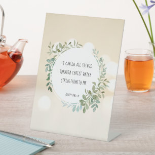 Bijbelvers, Filippijnen 4:13 Reclamebord Met Voetstuk