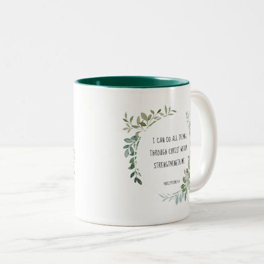 Bijbelvers, Filippijnen 4:13 Tweekleurige Koffiemok (Voorkant rechts)