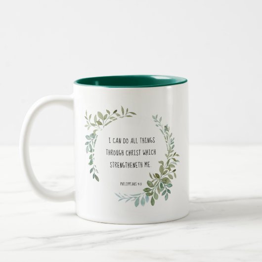 Bijbelvers, Filippijnen 4:13 Tweekleurige Koffiemok (Links)