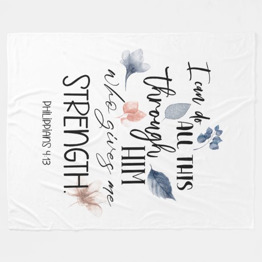 Bijbelvers Floral Fleece Deken (Voorkant (Horizontaal))