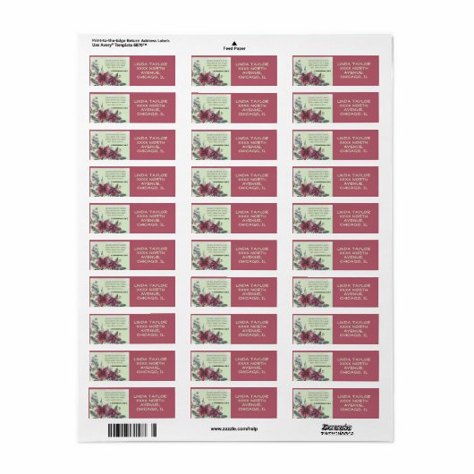 Bijbelvers floral Return Address Etiket (Full Sheet)