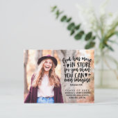 Bijbelvers Fototypografie Afstuderen Aankondigingskaart (Staand voorkant)