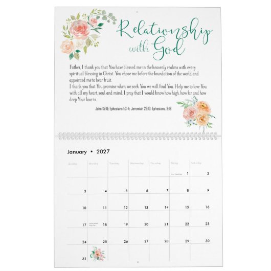 Bijbelvers Gebed Bloemige Maatwerk Kalender (Jan 2027)