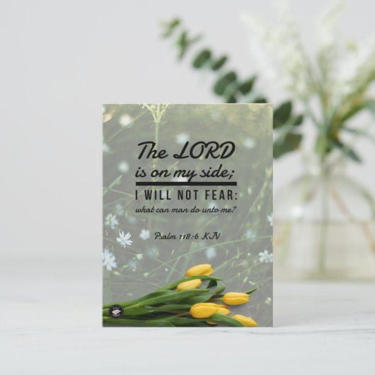 Bijbelvers geheugenkaart Psalm 118:6 KJV Postkaart (Staand voorkant)