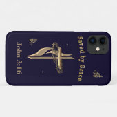 Bijbelvers gered door genade Case-Mate iPhone case (Achterkant (horizontaal))