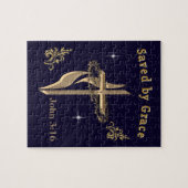 Bijbelvers gered door genade legpuzzel (Horizontaal)