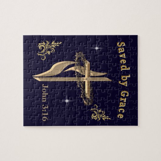 Bijbelvers gered door genade legpuzzel (Horizontaal)