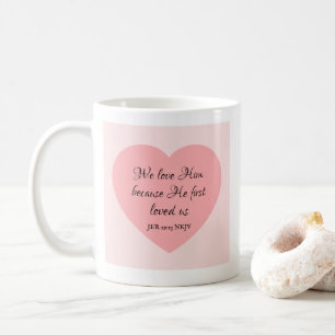 Bijbelvers 'God Loves You' Roze-Rode Hart Eenvoudi Koffiemok