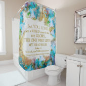 Bijbelvers God tilt mijn hoofd hoog marmeren ontwe Douchegordijn (In situ)