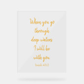 Bijbelvers God zal bij je zijn in Goud Acryl Bord (Voorkant)