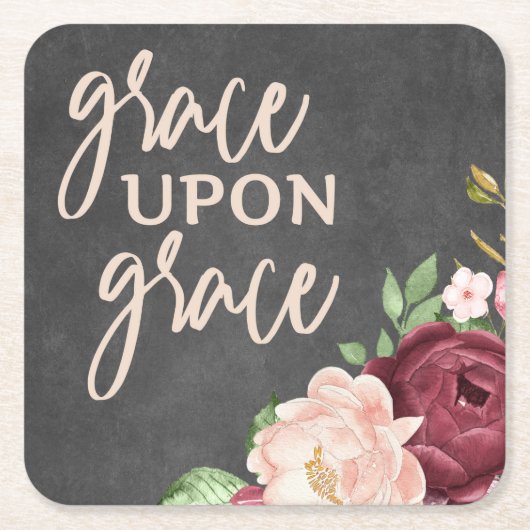 Bijbelvers Grace upon Grace Kartonnen Onderzetters (Voorkant)
