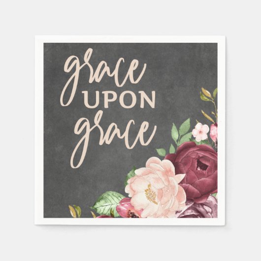 Bijbelvers Grace Upon Grace Square Servet (Voorkant)