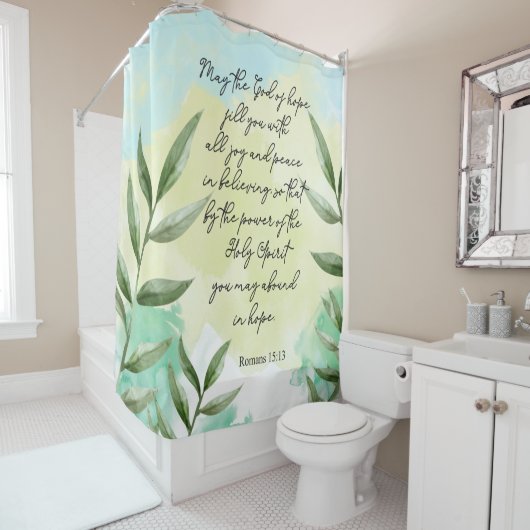 Bijbelvers groene bladeren Douchegordijn (In situ)