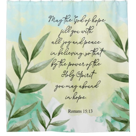 Bijbelvers groene bladeren Douchegordijn (Voorkant)