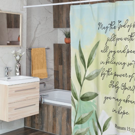 Bijbelvers groene bladeren Douchegordijn