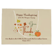 Bijbelvers Happy Thanksgiving | Aangepaste naam Groot Cadeauzakje (Achterkant)