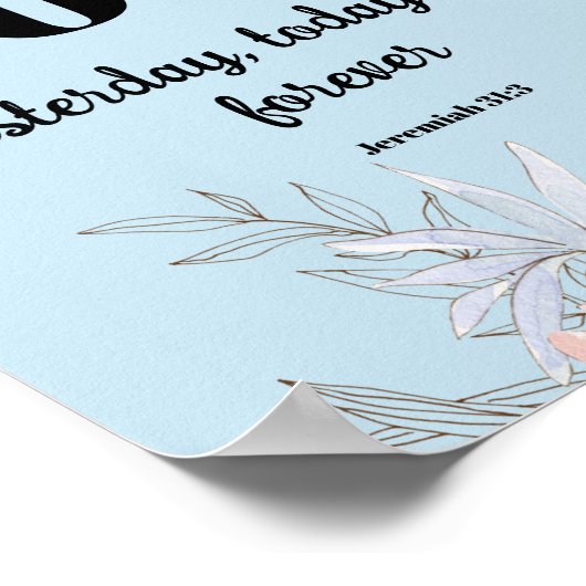 Bijbelvers Hebreeën Blauw Bloemen Poster (Hoek)