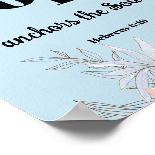 Bijbelvers Hebreeën Blauw Bloemen Poster (Hoek)