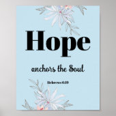 Bijbelvers Hebreeën Blauw Bloemen Poster (Voorkant)