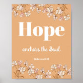 Bijbelvers Hebreeën Licht Terracota Bloemen Poster (Voorkant)