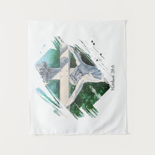 Bijbelvers: Hij is verrezen in het geloof Wandkleed (Voorkant)